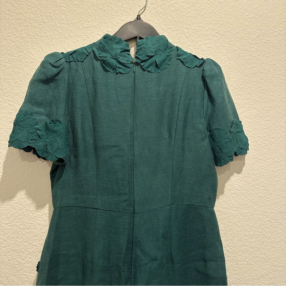 ANTONIO MELANI Emerald Green Midi Dress with Puff Sleeves - Picture 8 of 10